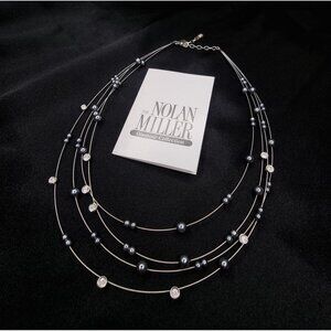 Vintage Nolan Miller 1999 Glamour Collection Multi-Strand Pearl & Crystal Neckla